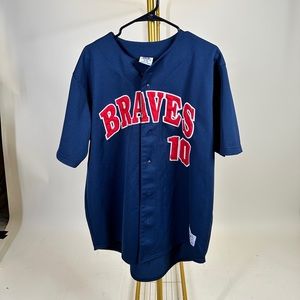 Vintage Chipper Jones True Fan Genuine Merchandise Braves Jersey Size L 42-44